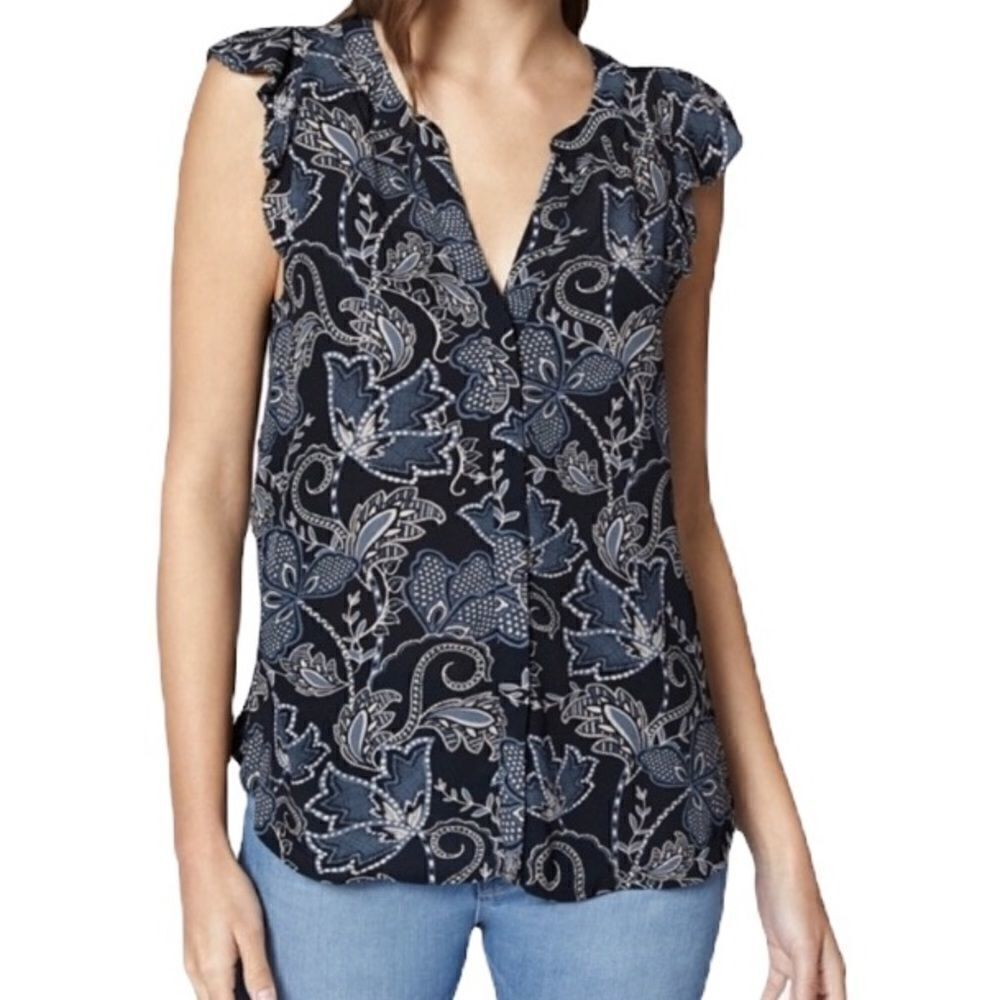 Sanctuary Womens Floral Blouse Size Small Black Gray Sleeveless Button Front